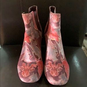Velvet Floral Block Heel booties